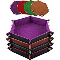 SIQUK 4 Piezas Bandeja Dados PU y Terciopelo Tablero Dados para DND RPG y Otros Juegos de Mesa- 4 Colores